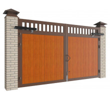 Распашные ворота уличные ворота в алюминиевой раме с заполнением сэндвич панелями SWS DoorHan