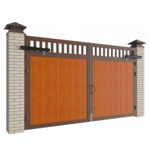 Распашные ворота уличные ворота в алюминиевой раме с заполнением сэндвич панелями SWS DoorHan